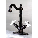 Heritage Two-handle Single Hole Deck Mount Bathroom Sink Faucet with Brass Pop Up & Cover Plate