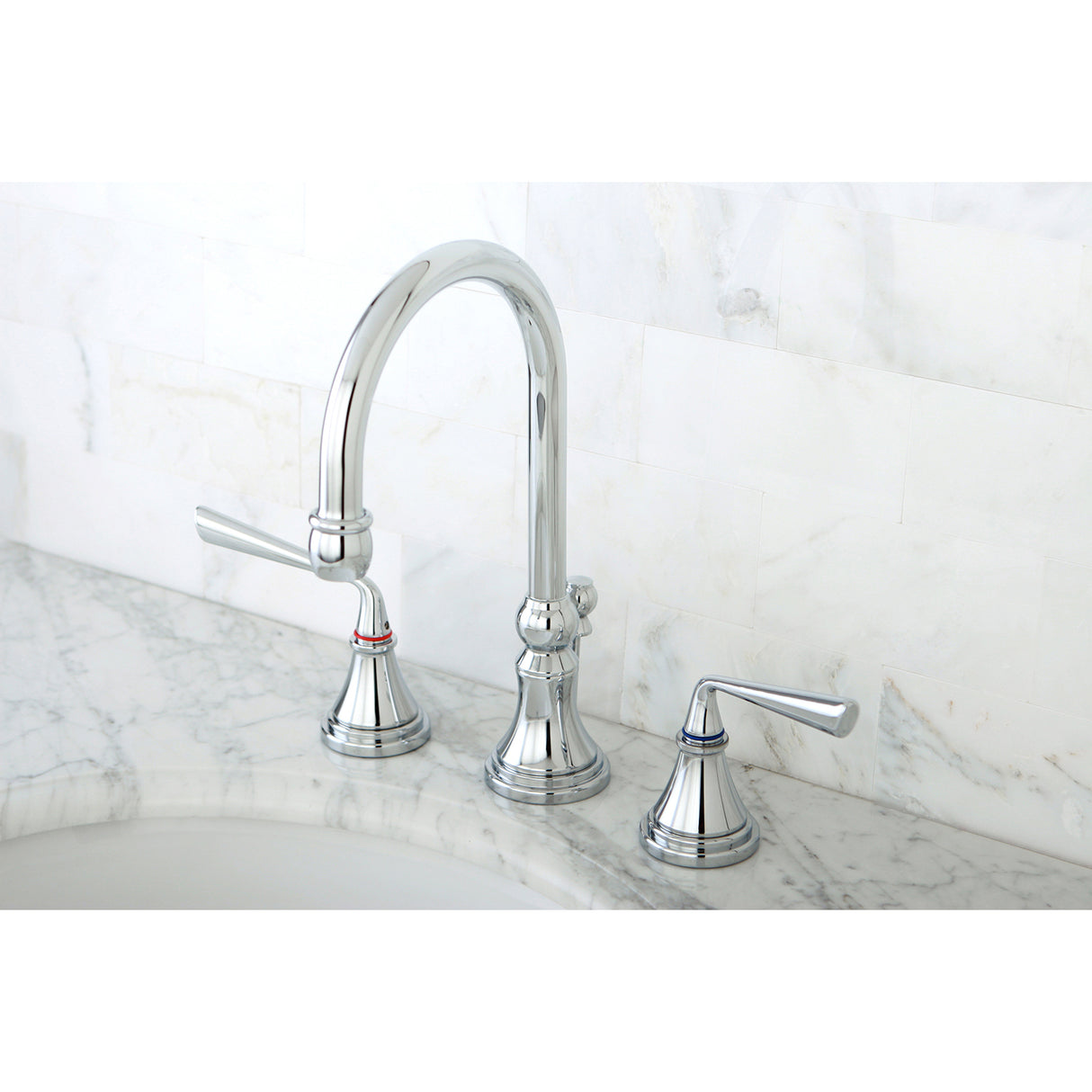 Silver Sage 8" Widespread Lavatory Faucet with Brass Pop-Up