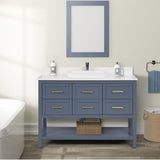 James 49 In. Steel Blue Freestanding Solid Wood Bathroom Vanity with Crushed Marble Top with 4 In. Backsplash & Drop in Sink