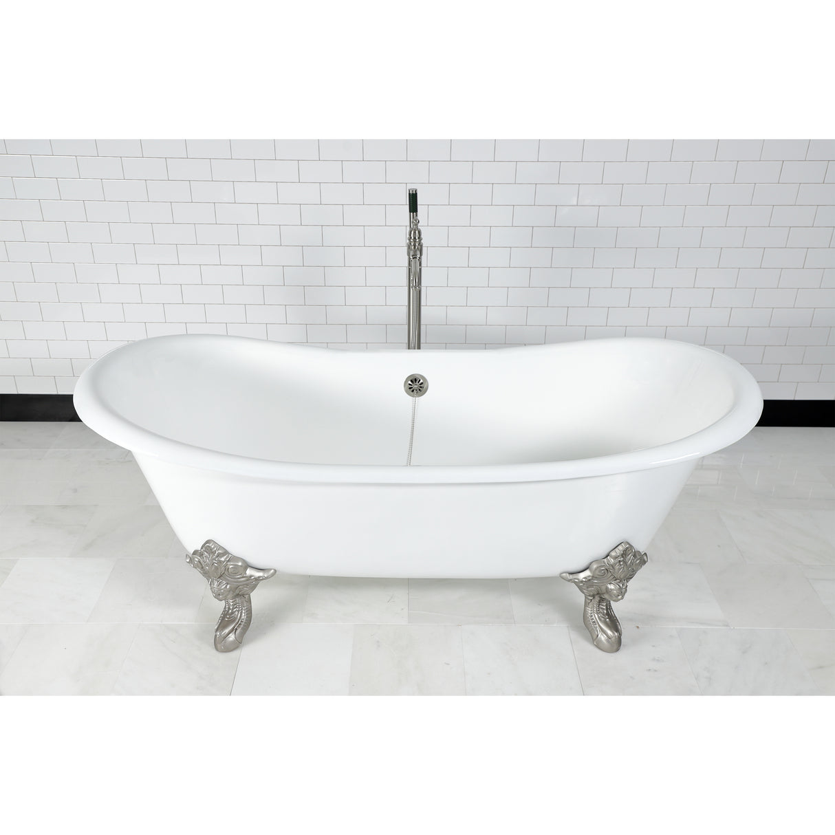 Cast Iron Double Slipper Clawfoot Tub (No Faucet Drillings)