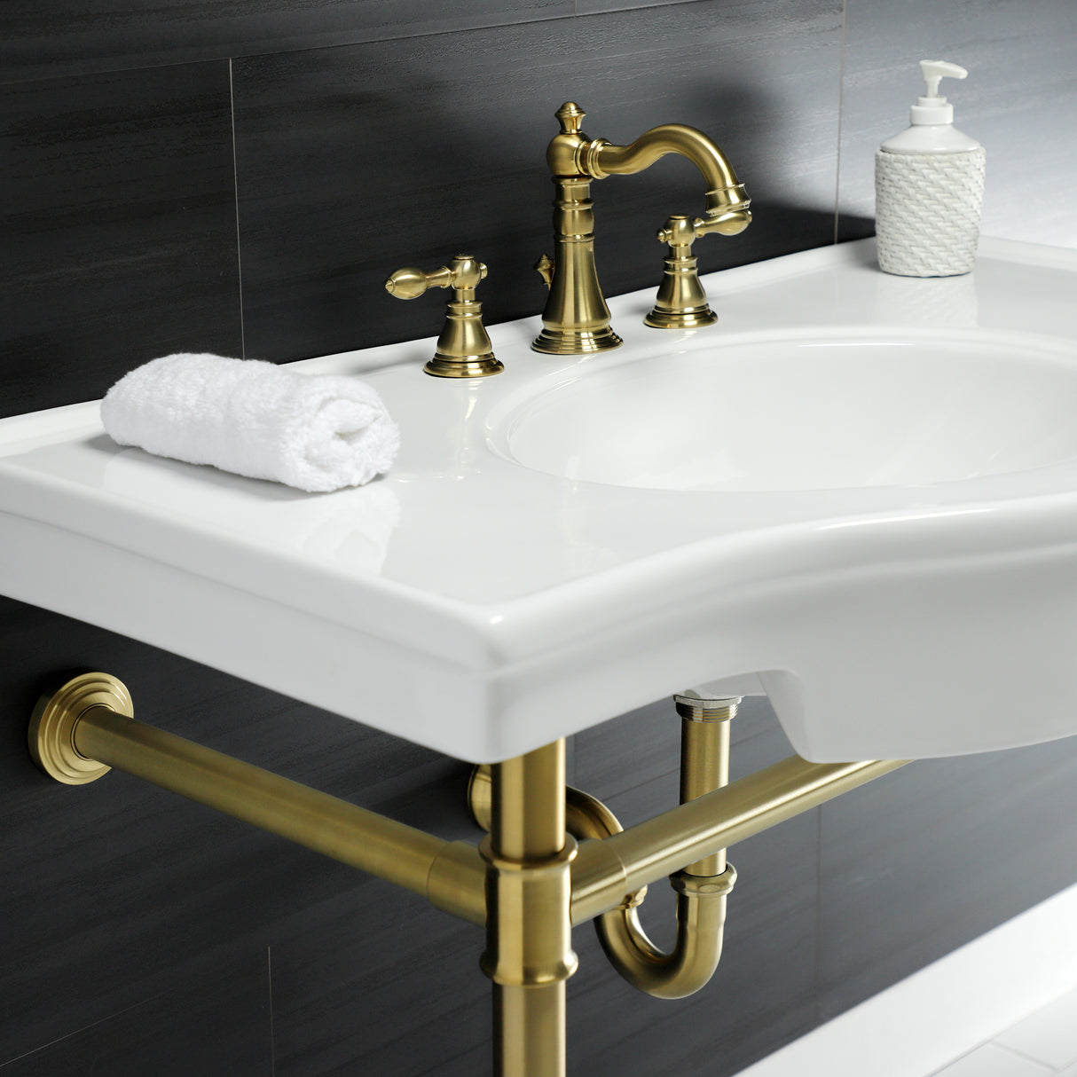 Templeton 37" x 22" Ceramic Console Sink with Stainless Steel Legs