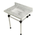 Templeton 30" x 22" Carrara Marble Vanity Top with Clear Acrylic Console Legs