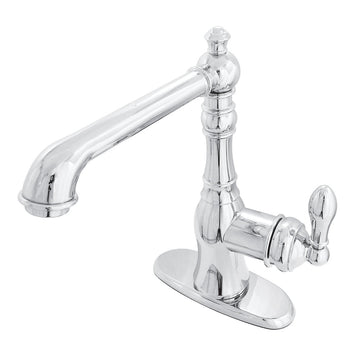 American Classic Single-Handle Single Hole Deck Mount Bathroom Sink Faucet with Push Pop-up and Cover Plate