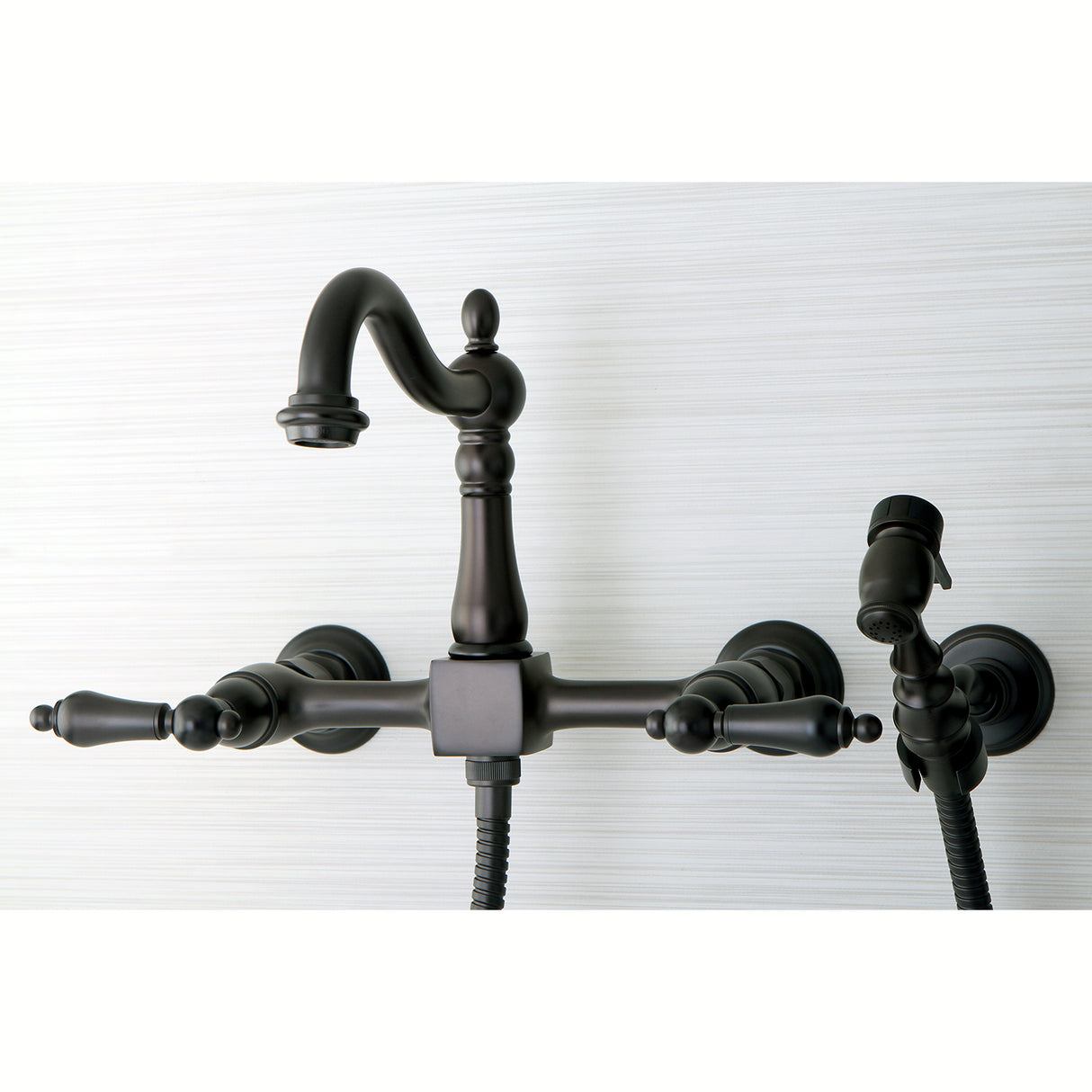 Heritage Traditional Wall Mount Bridge Kitchen Faucet with Brass Sprayer