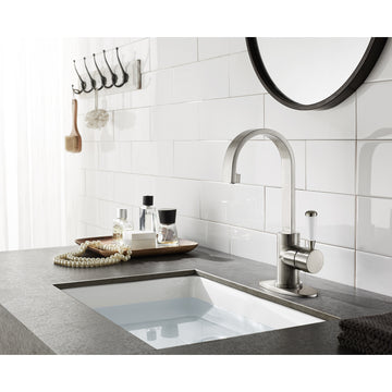 Fauceture Paris Single-Handle Single Hole Deck Mount Bathroom Sink Faucet with Push Pop-up, Deck Plate & Drain