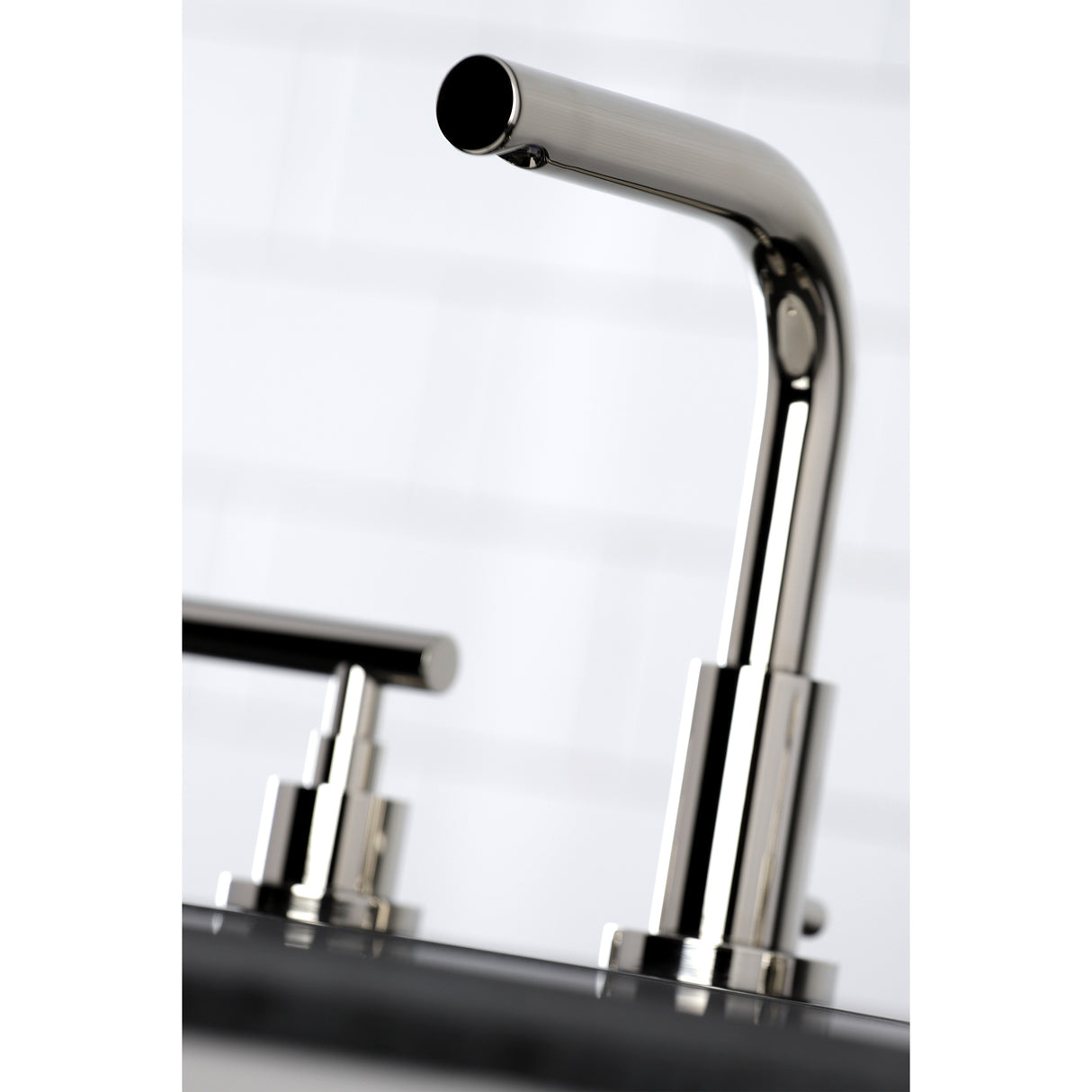 Manhattan Modern Widespread Bathroom Faucet with Brass Pop-Up